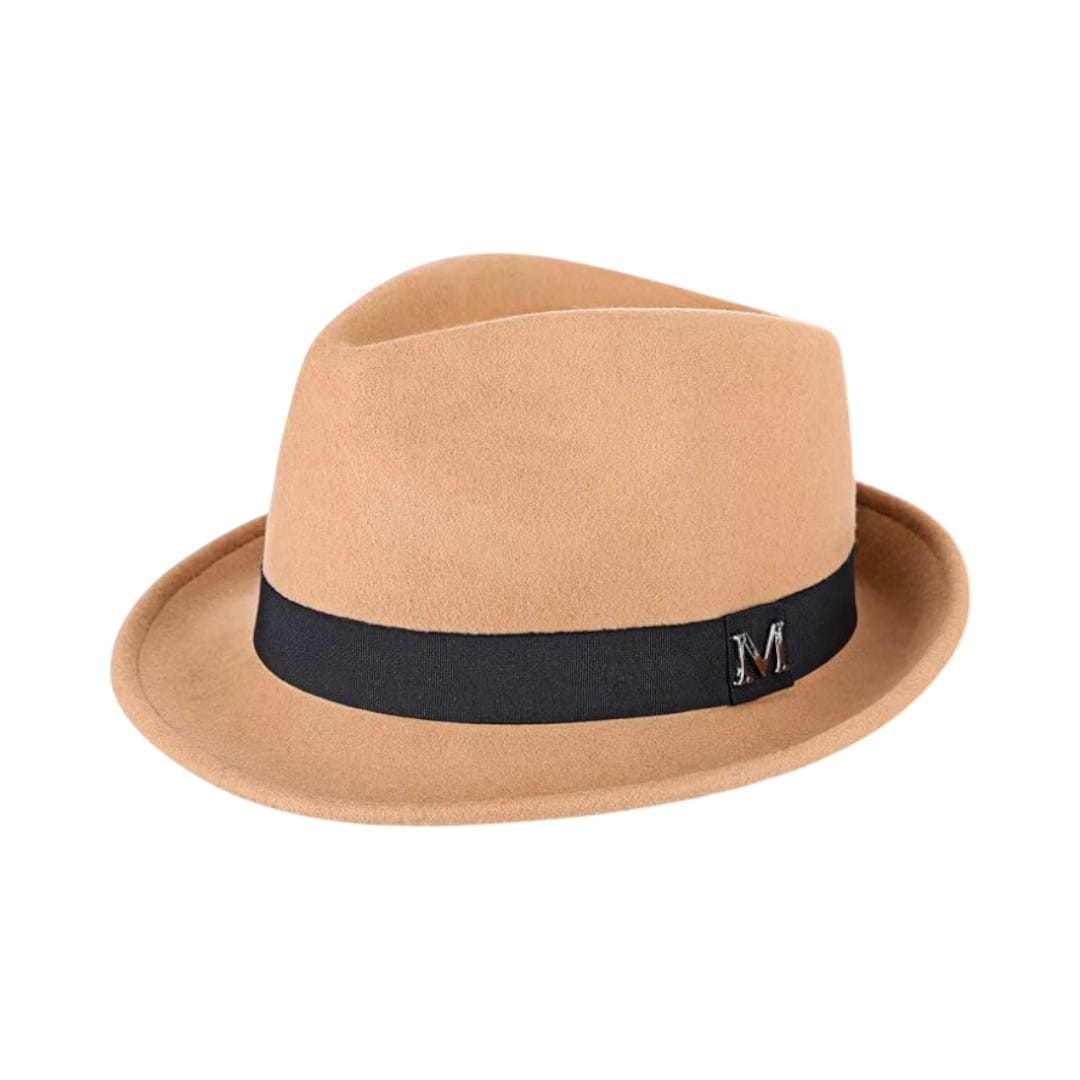 Le Comptoir du Chapeau Marron Clair Fedora Feutre Jazz Bord Étroit Gentleman Image