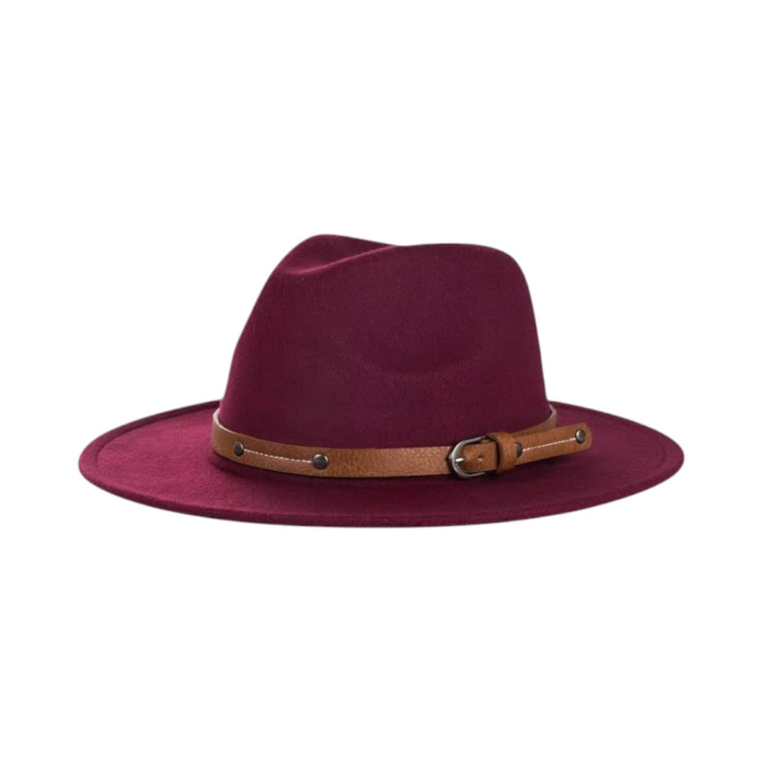 Le Comptoir du Chapeau Bordeaux Fedora Feutre Laine Large Bord