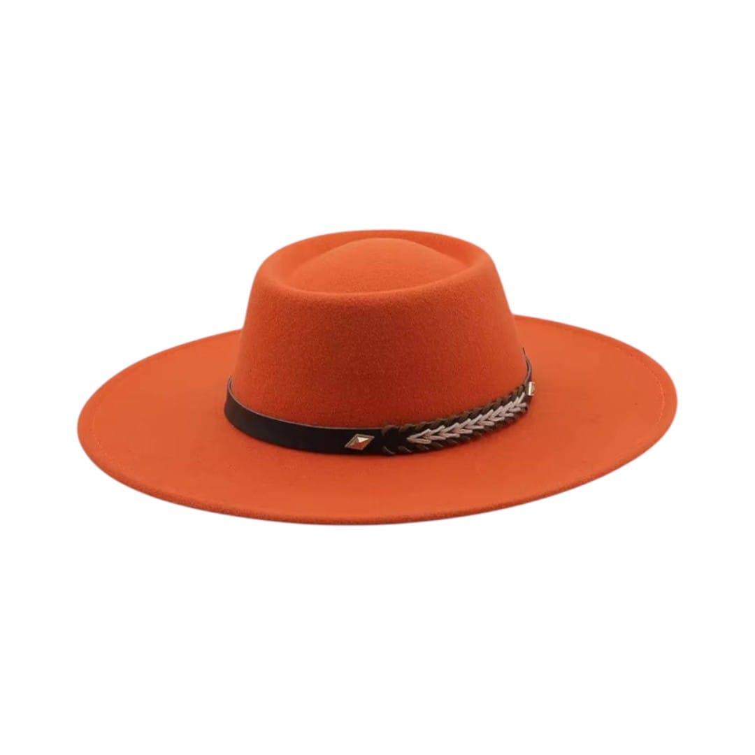 Le Comptoir du Chapeau Orange / 56-58CM Fedora Feutre Large Bord Style Britannique Femme