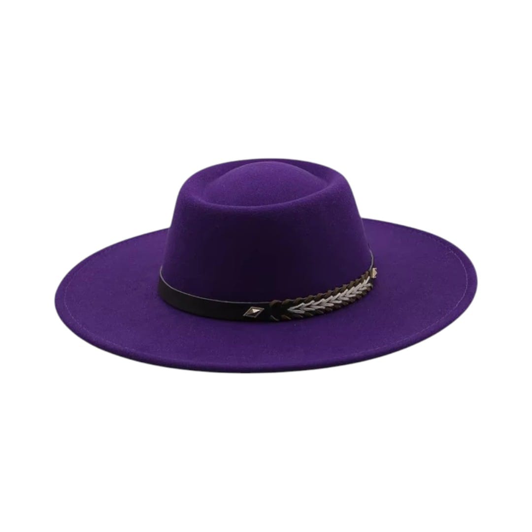 Le Comptoir du Chapeau Violet / 56-58CM Fedora Feutre Large Bord Style Britannique Femme