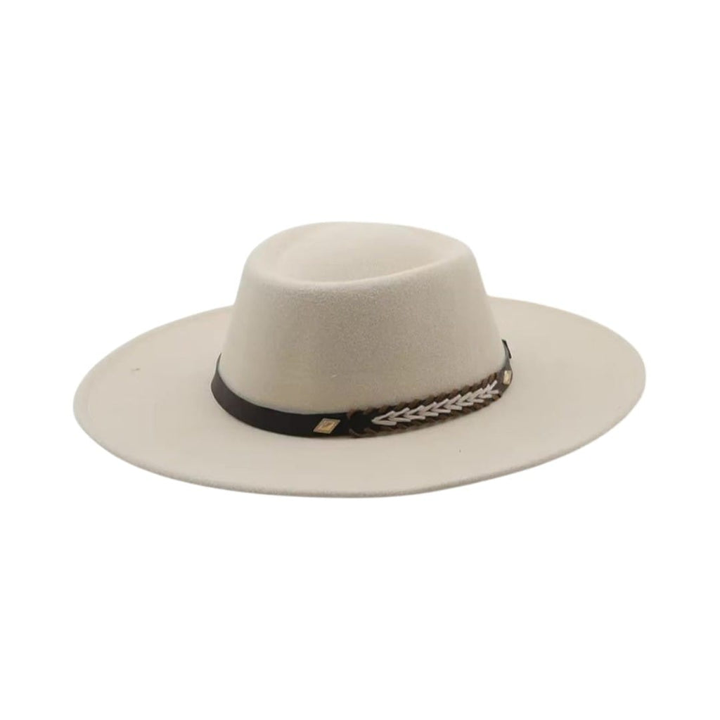 Le Comptoir du Chapeau Beige / 56-58CM Fedora Feutre Large Bord Style Britannique Femme