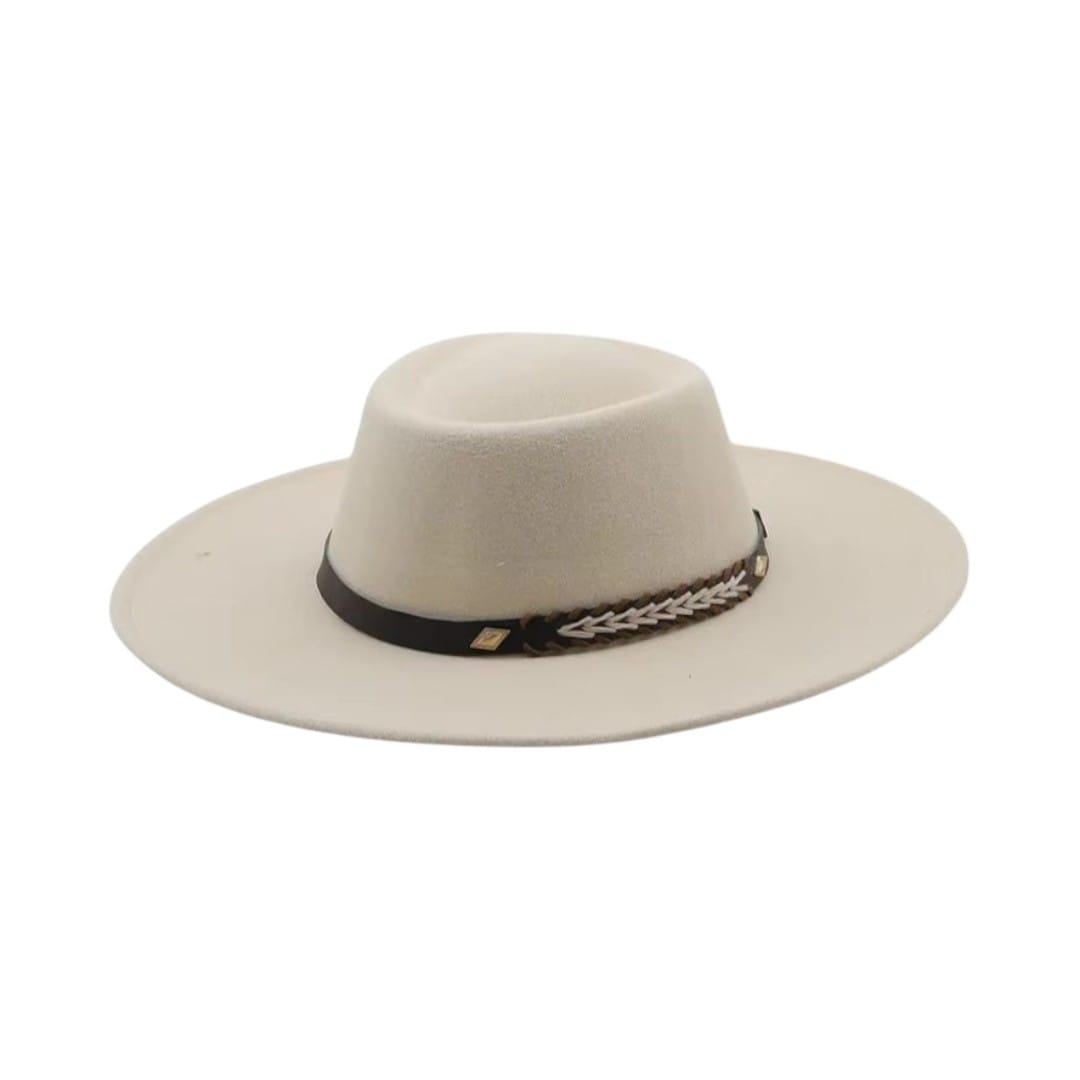 Le Comptoir du Chapeau Beige / 56-58CM Fedora Feutre Large Bord Style Britannique Femme