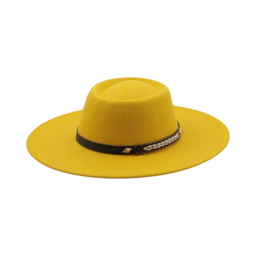 Le Comptoir du Chapeau Jaune / 56-58CM Fedora Feutre Large Bord Style Britannique Femme