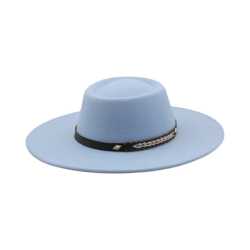 Le Comptoir du Chapeau Bleu Ciel / 56-58CM Fedora Feutre Large Bord Style Britannique Femme