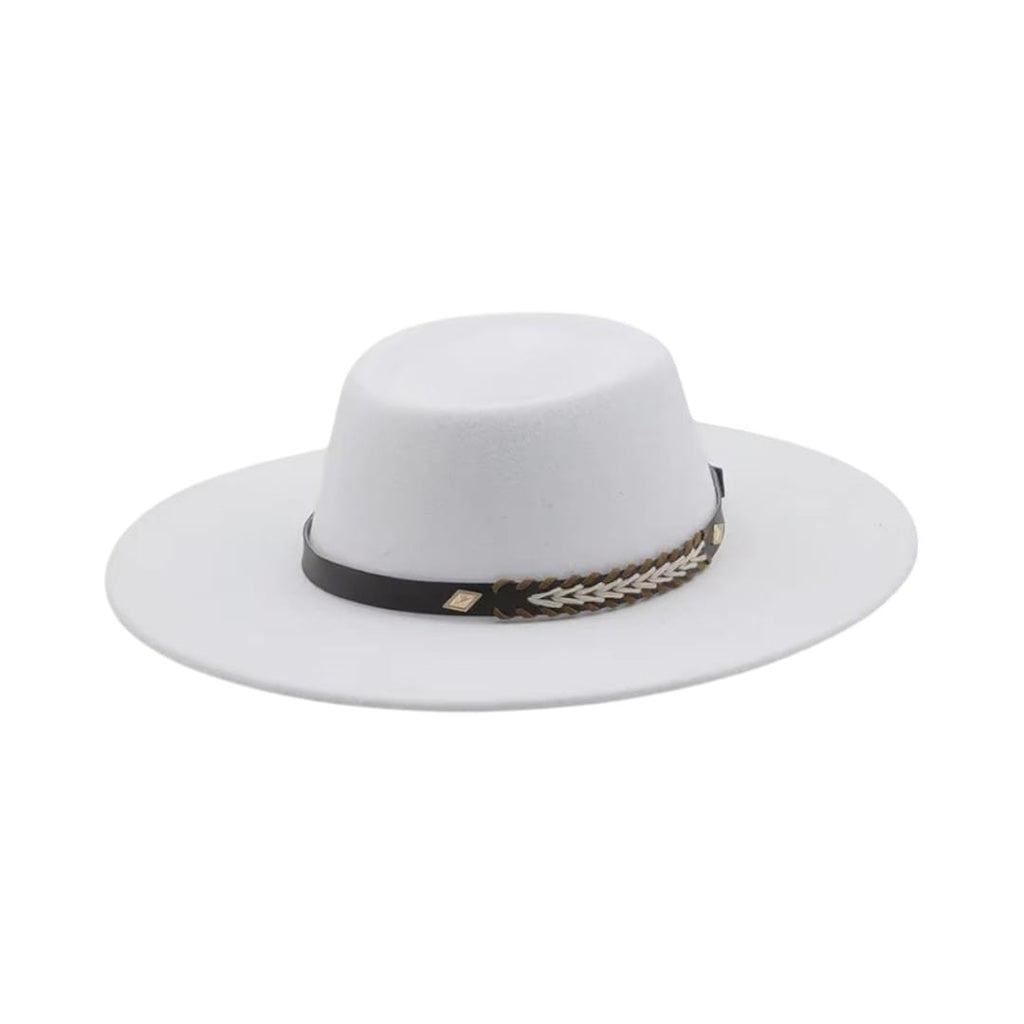 Le Comptoir du Chapeau Blanc / 56-58CM Fedora Feutre Large Bord Style Britannique Femme