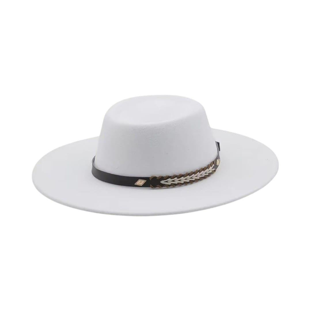 Le Comptoir du Chapeau Blanc / 56-58CM Fedora Feutre Large Bord Style Britannique Femme