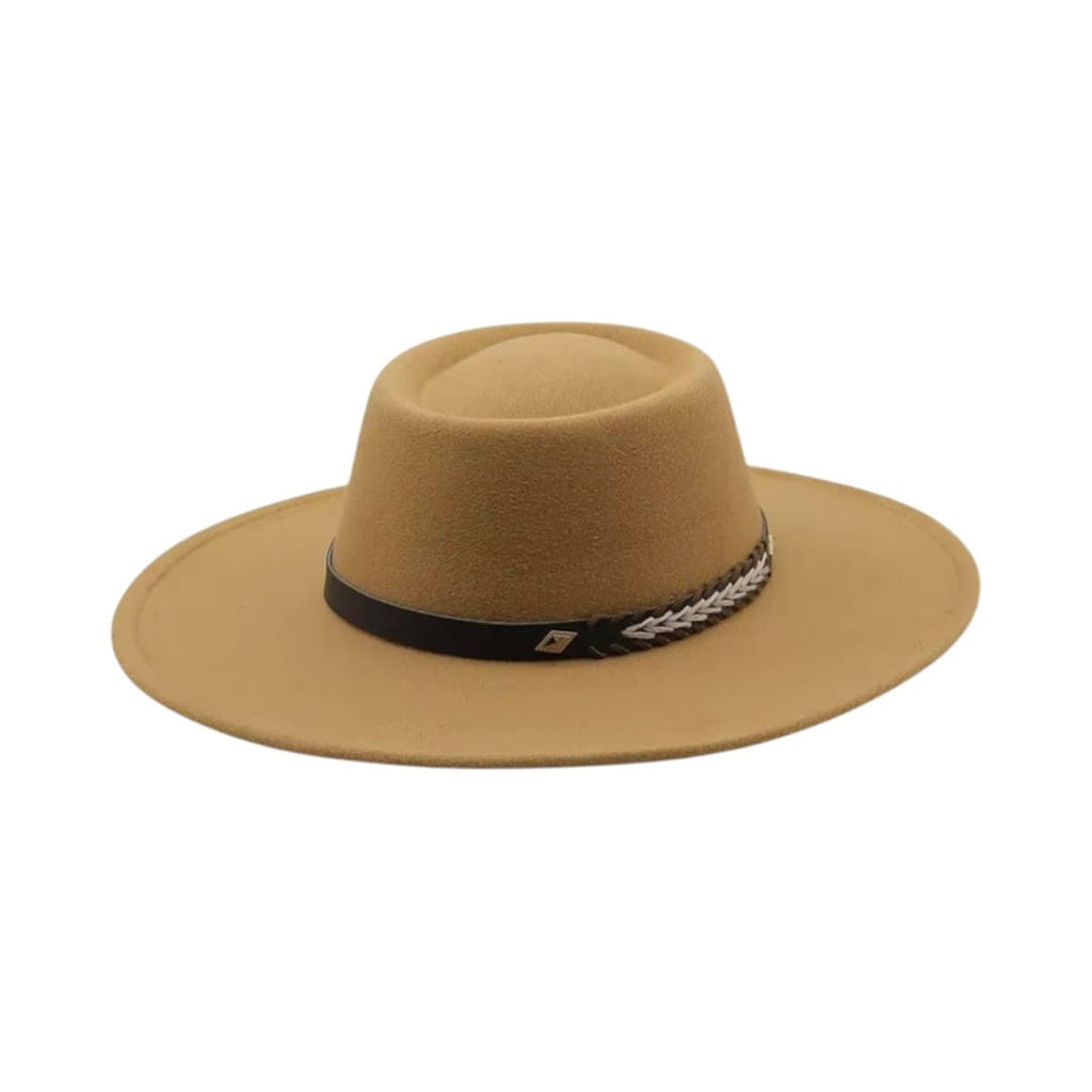 Le Comptoir du Chapeau Marron Clair / 56-58CM Fedora Feutre Large Bord Style Britannique Femme