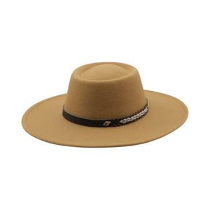 Le Comptoir du Chapeau Marron Clair / 56-58CM Fedora Feutre Large Bord Style Britannique Femme