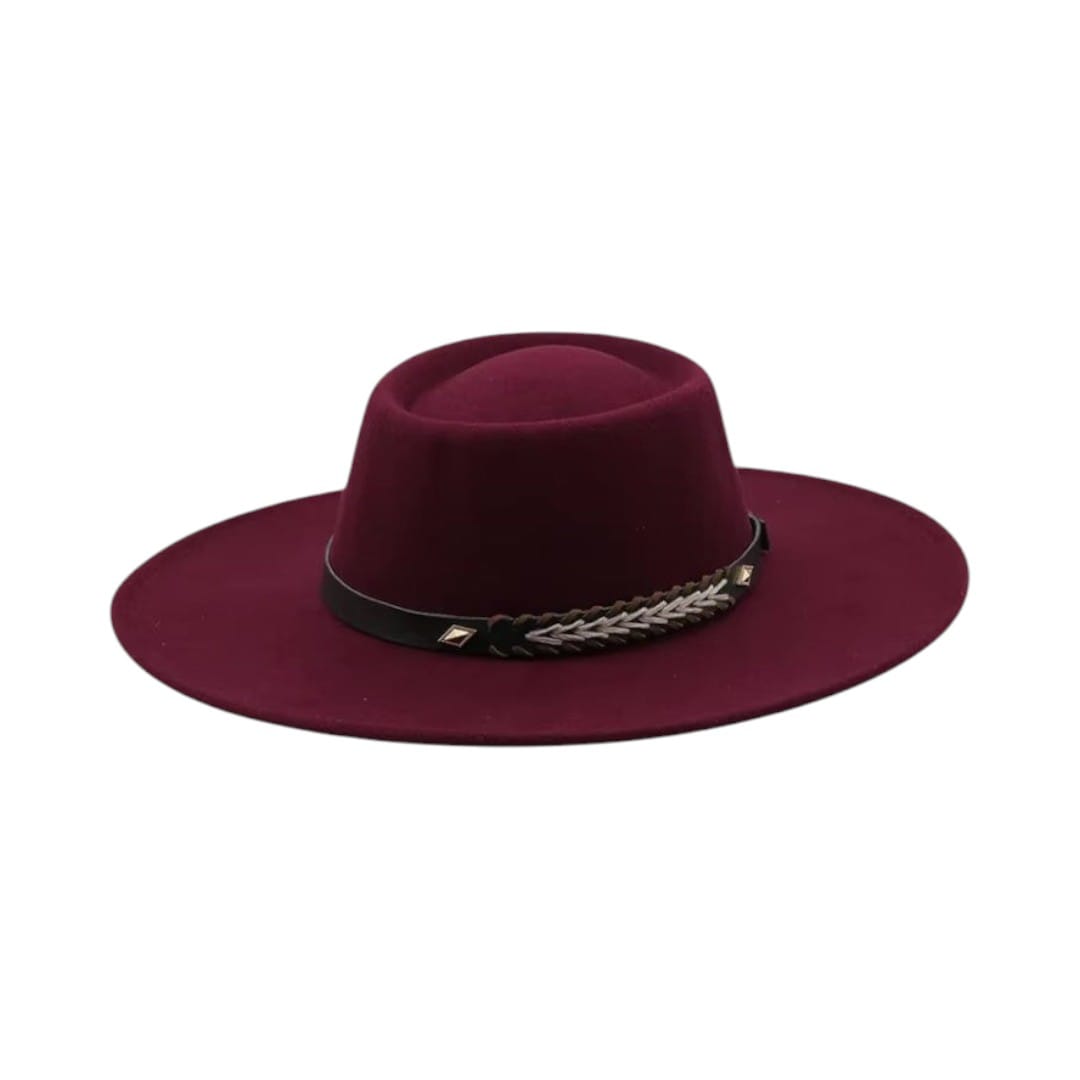 Le Comptoir du Chapeau Bordeaux / 56-58CM Fedora Feutre Large Bord Style Britannique Femme