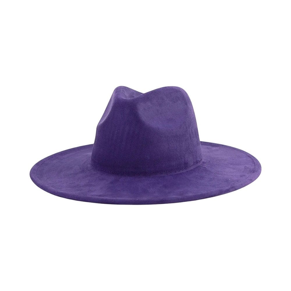 Le Comptoir du Chapeau Violet Foncé / 56-58 cm Fedora Jazz Bord Large 9.5cm Suède Luxe