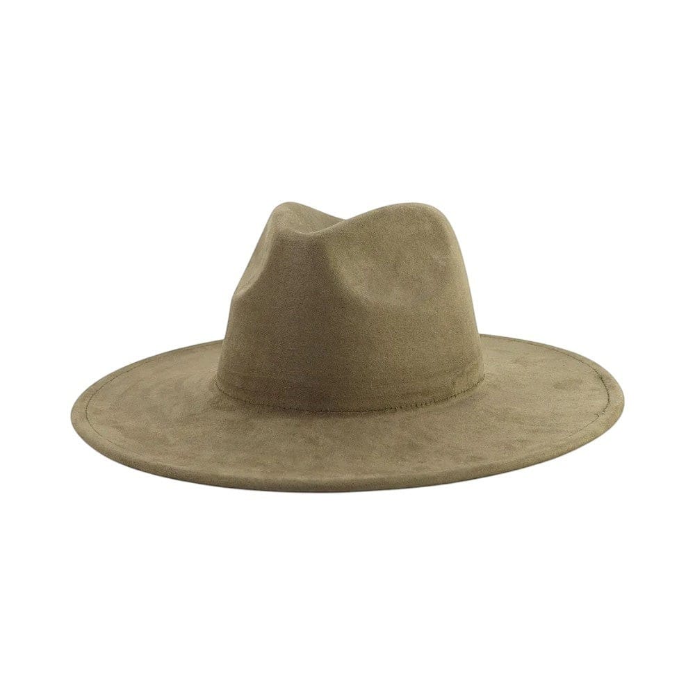 Le Comptoir du Chapeau Vert Kaki / 56-58 cm Fedora Jazz Bord Large 9.5cm Suède Luxe