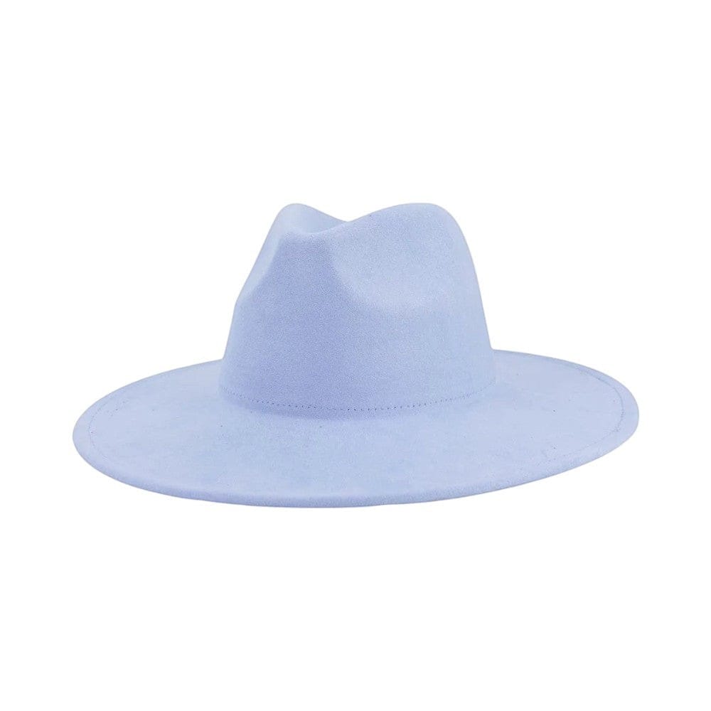 Le Comptoir du Chapeau Bleu Ciel / 56-58 cm Fedora Jazz Bord Large 9.5cm Suède Luxe