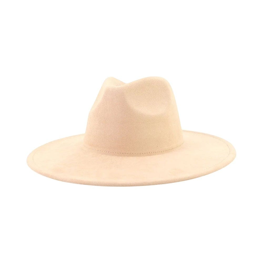 Le Comptoir du Chapeau Champagne / 56-58 cm Fedora Jazz Bord Large 9.5cm Suède Luxe