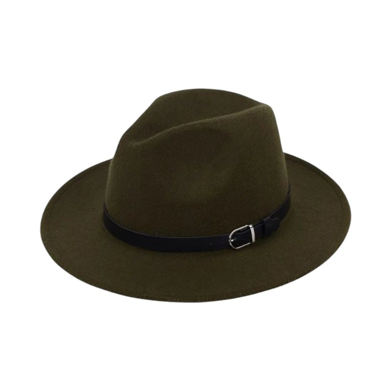 Le Comptoir du Chapeau Vert Kaki / 56-58 cm Fedora Jazz Laine Imitation Feutre