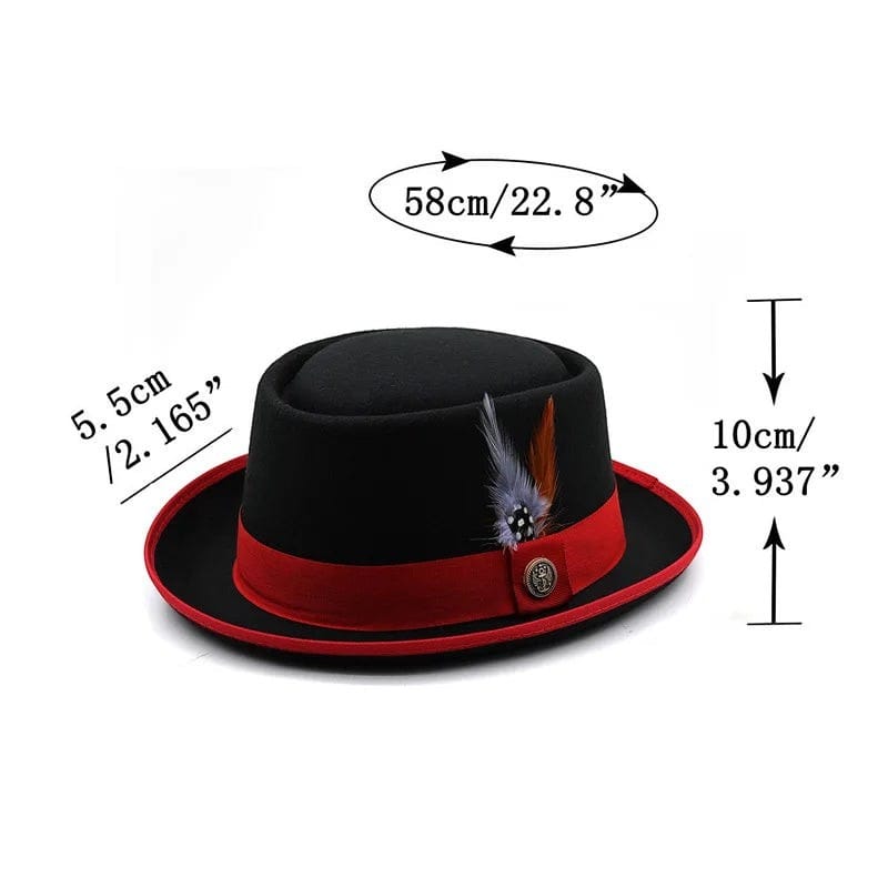 Le Comptoir du Chapeau Noir / 56-58cm Fedora Pork Feutre Bord Court