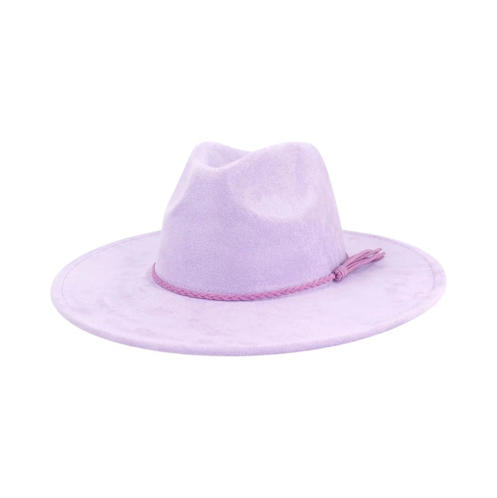 Le Comptoir du Chapeau Violet Clair / 56-58 cm Fedora Suede Large Bord 9.5cm