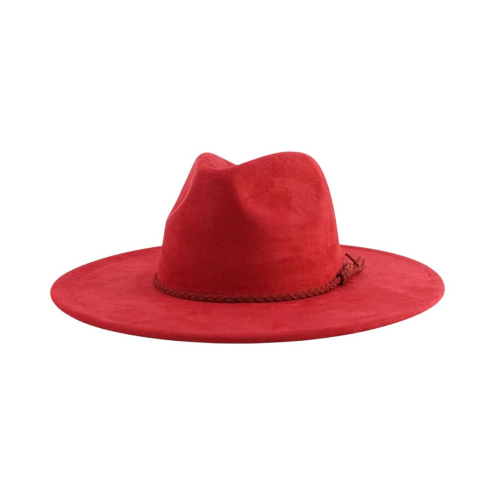 Le Comptoir du Chapeau Bordeaux / 56-58 cm Fedora Suede Large Bord 9.5cm