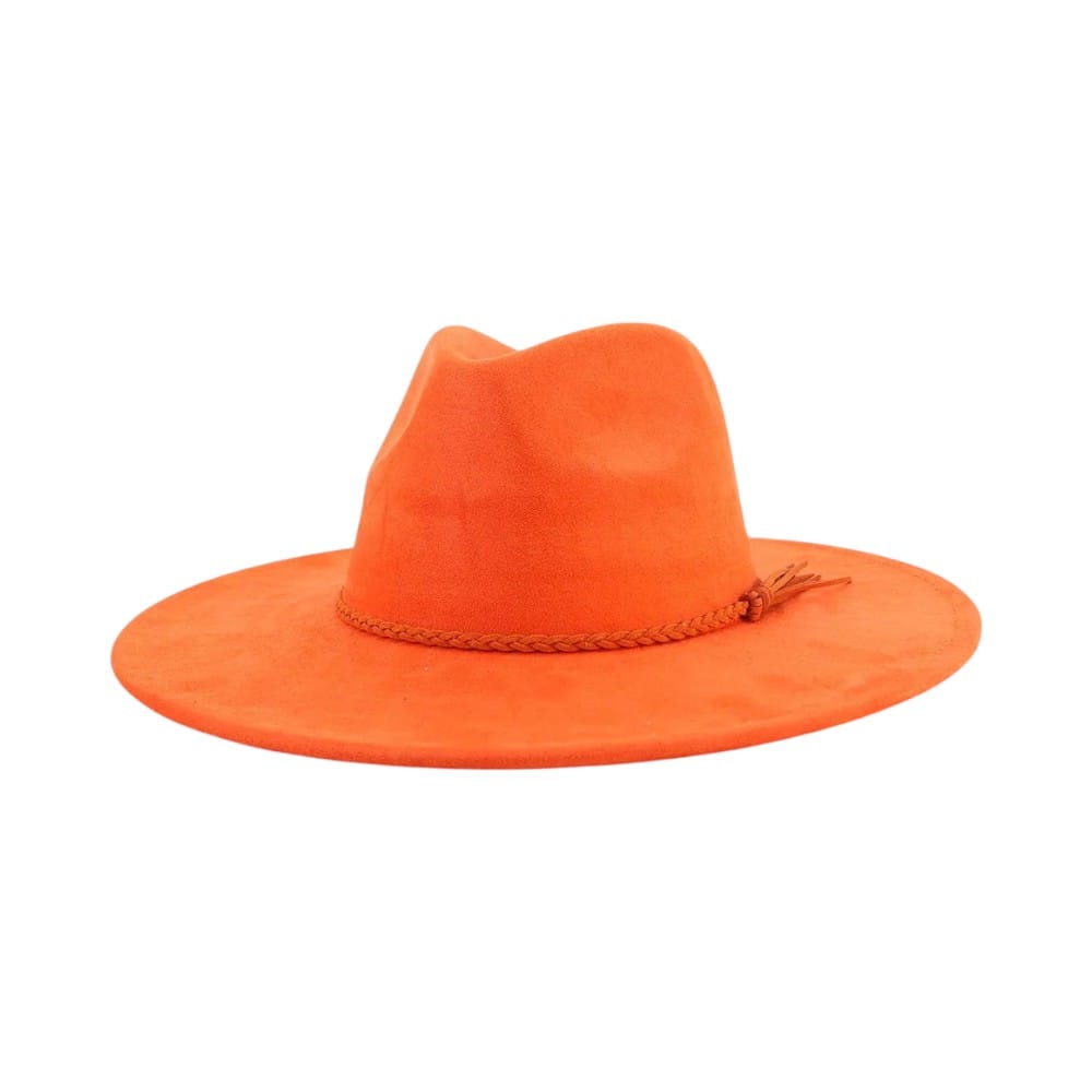 Le Comptoir du Chapeau Orange / 56-58 cm Fedora Suede Large Bord 9.5cm