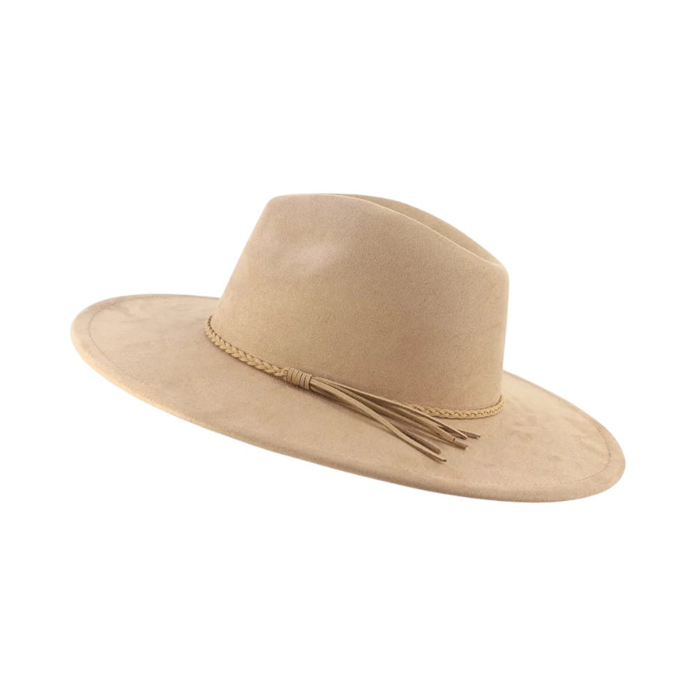 Le Comptoir du Chapeau Marron Clair / 56-58 cm Fedora Suede Large Bord 9.5cm