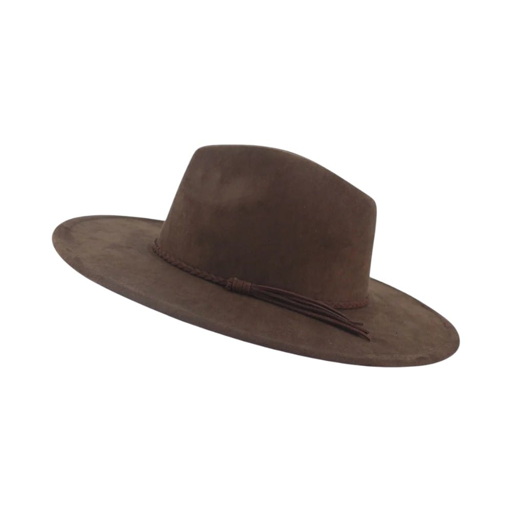 Le Comptoir du Chapeau Café / 56-58 cm Fedora Suede Large Bord 9.5cm