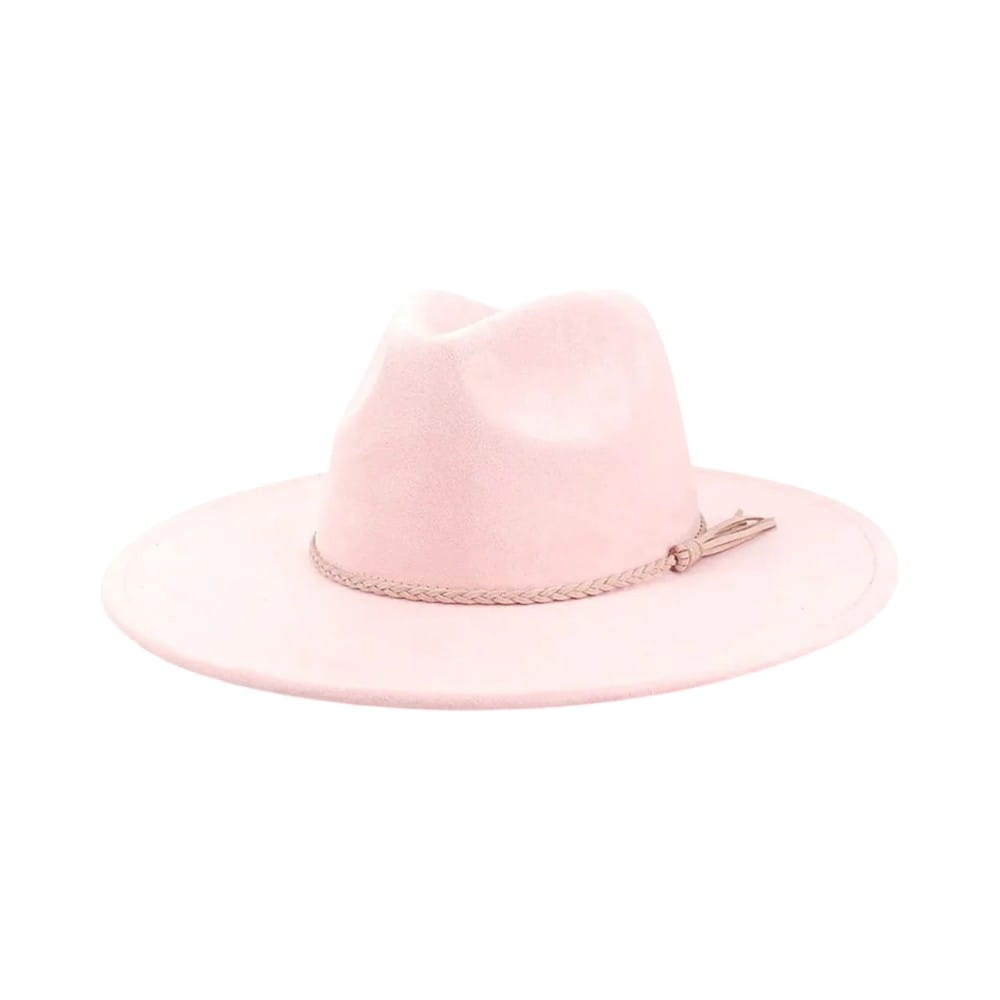 Le Comptoir du Chapeau Rose Clair / 56-58 cm Fedora Suede Large Bord 9.5cm