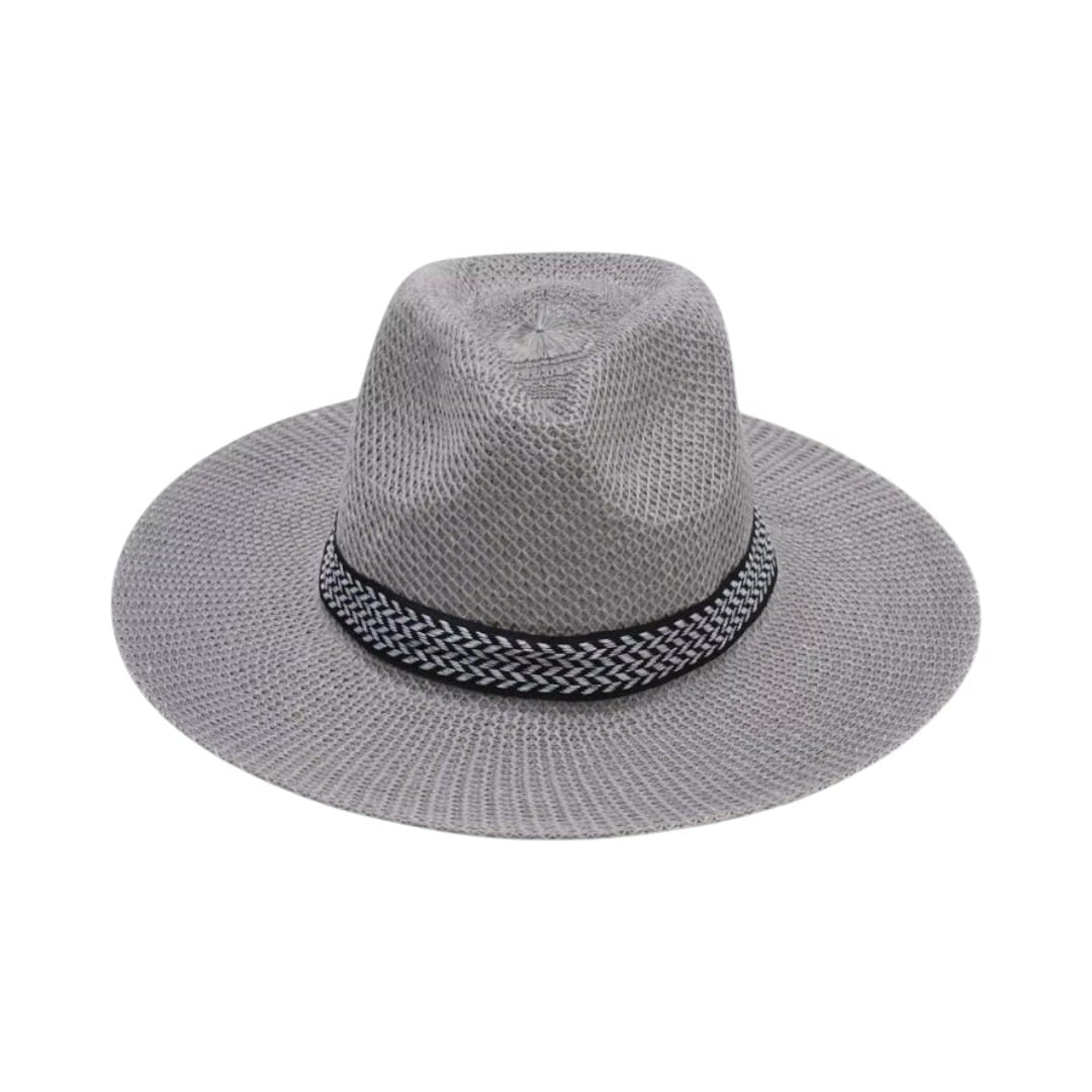 Le Comptoir du Chapeau Gris Panama Paille Jazz Bord Large Été