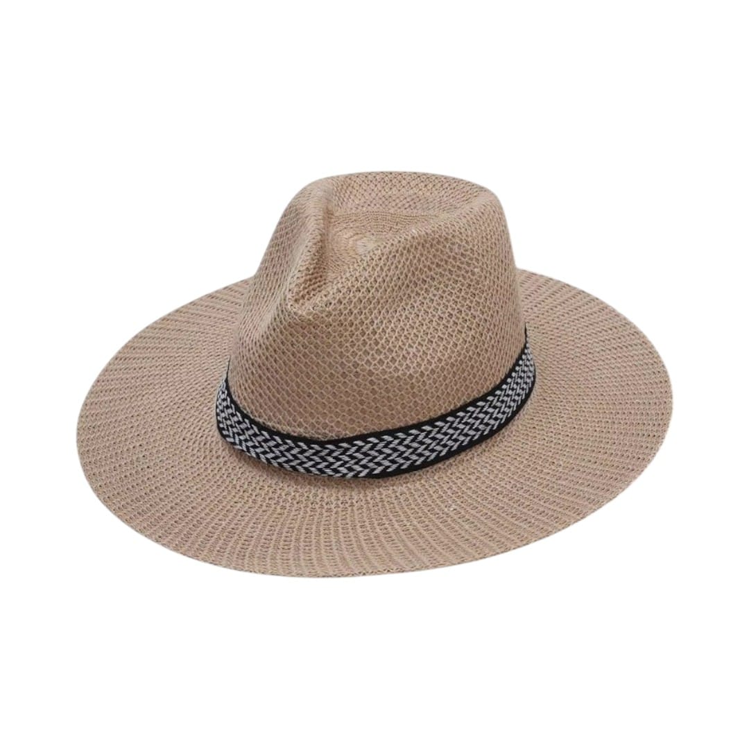 Le Comptoir du Chapeau Marron Clair Panama Paille Jazz Bord Large Été