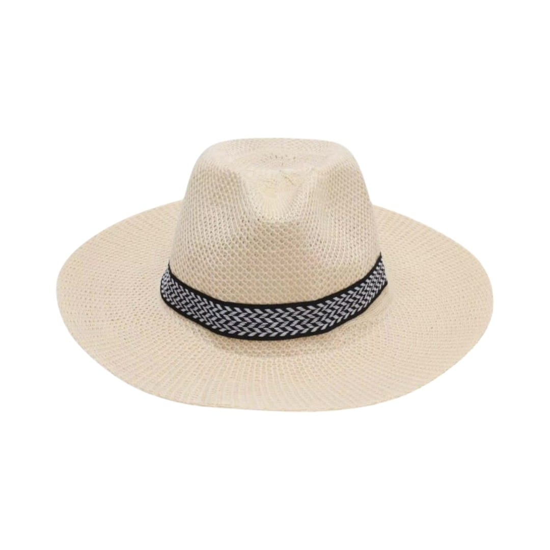 Le Comptoir du Chapeau Beige Panama Paille Jazz Bord Large Été