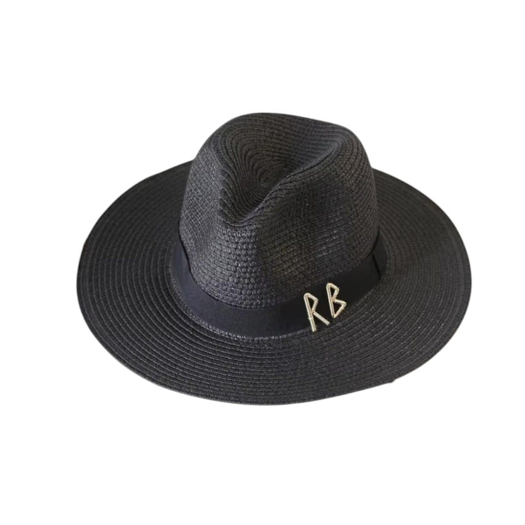 Le Comptoir du Chapeau Noir / 56-58cm Panama Paille Lettres Métal
