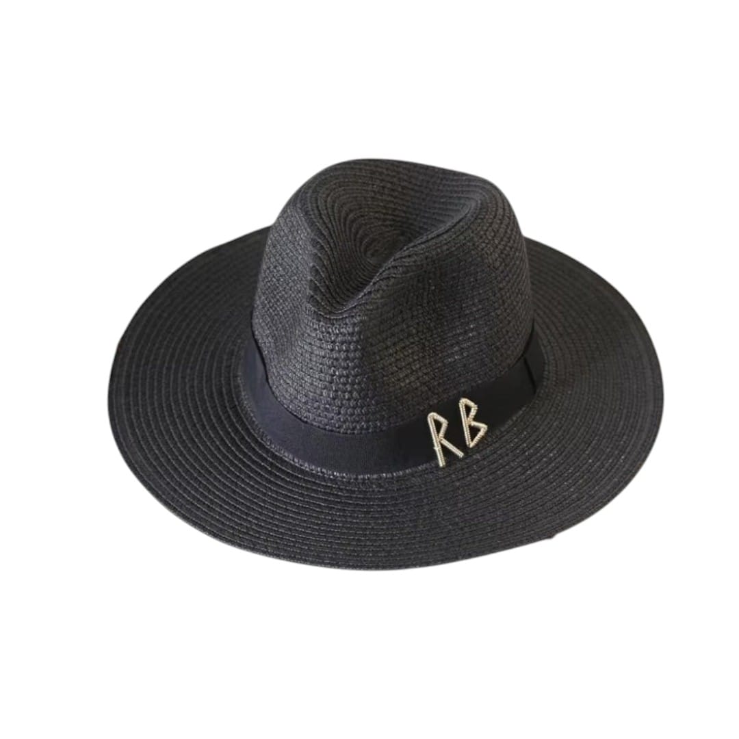 Le Comptoir du Chapeau Noir / 56-58cm Panama Paille Lettres Métal
