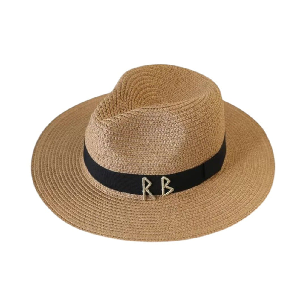 Le Comptoir du Chapeau Marron Clair / 56-58cm Panama Paille Lettres Métal